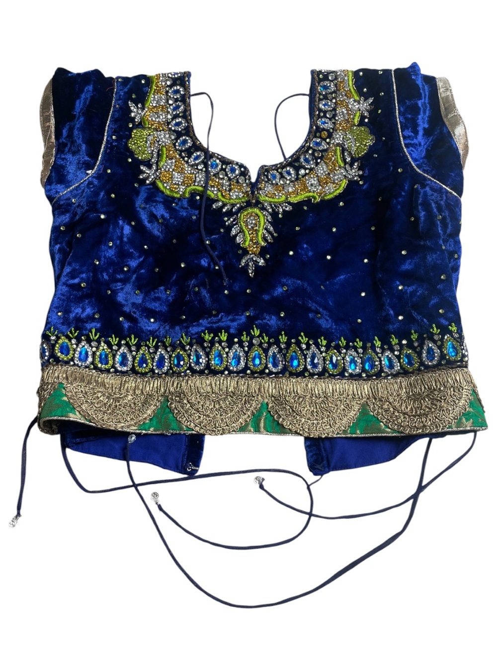 Indian Embellished Velvet Choli Blouse – Size 38 – Royal Blue Handmade